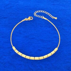 Gold Plated Square Charm Ankle Bracelet fits 8” to 10” ankle